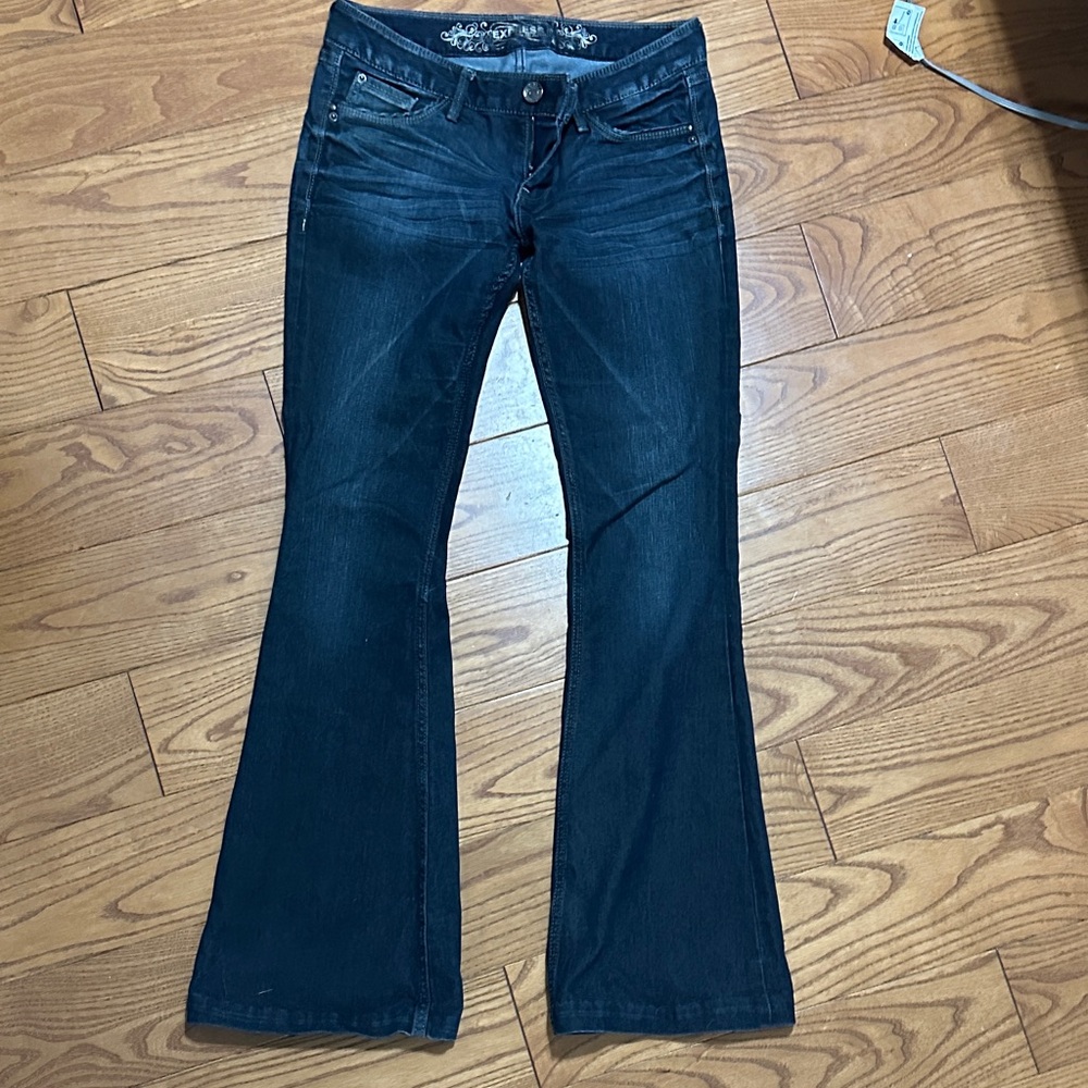 Express Dark Blue Wide Leg Jeans